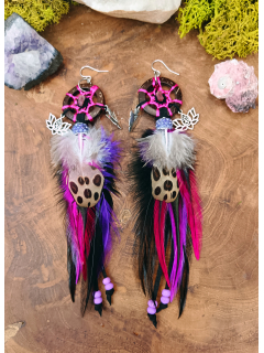 Boucles d'oreilles Attrape-rêves "Guerrière Sacrée" | Rubis & Argent