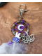 Labradorite or moon keychain, dreamcatcher bag charm with natural feathers