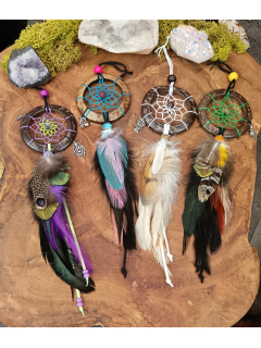 Small dreamcatchers with natural feathers for the car
