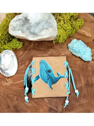 Handbemalter Totem-Medizinbeutel | Leder & Natursteine