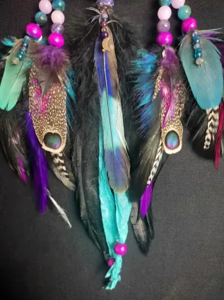 Attrape-Rêves Lune Saule & Obsidienne | Décoration Spirituelle Unique