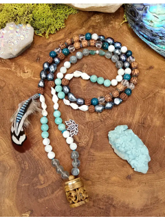 Ritual Mala "Breath of Varunaya" | Mantra & Water Stones