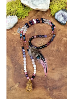 Ritual Mala "Rose Cœur de Shakti" | Mantra Om Shakti & Stones