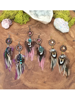 Feather Earrings "The Breaths" | Coconut & Gemstones