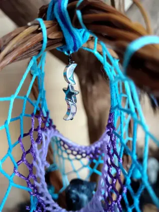 Attrape-Rêve 3D Loup Bleu | Lithothérapie & Chamanisme