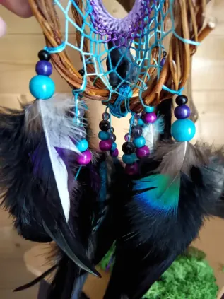 3D Traumfänger Blauer Wolf | Lithotherapie & Schamanismus