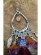 Boucles d'oreilles Chamaniques Plumes Paon & Pierre Soleil