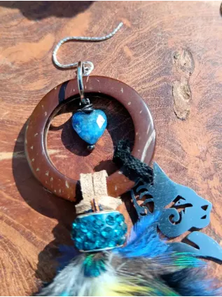 Boucles d'oreilles Chamaniques Lapis Lazuli & Totem Chat