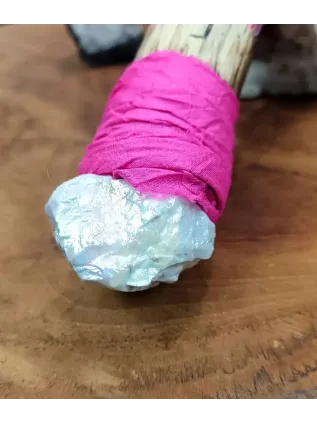 Éventail de Fumigation Chamanique "Le Feu Rose Sacré" | Totem Flamant & Howlite Aura