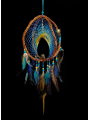 3D Dreamcatcher "The Labyrinth of the Golden Dragon" - Pyrite, Bismuth & Sacred Feathers