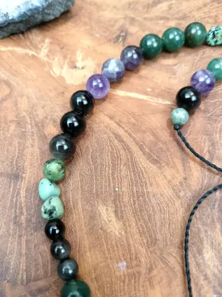 Men's Shamanic Necklace Peaceful Warrior - Malachite