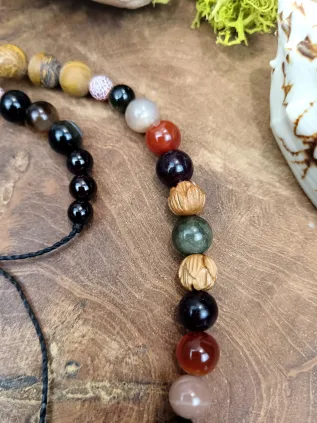 Collier Homme Chamanique "Le Voyageur Éternel" | Ammonite Irisée & Pierres Naturelles