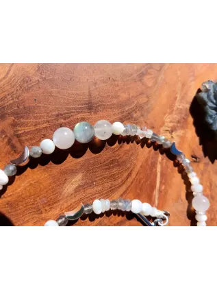 Shamanic Necklace Silver Star - White Labradorite