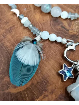 Collier Chamanique Étoile d'Argent - Labradorite Blanche