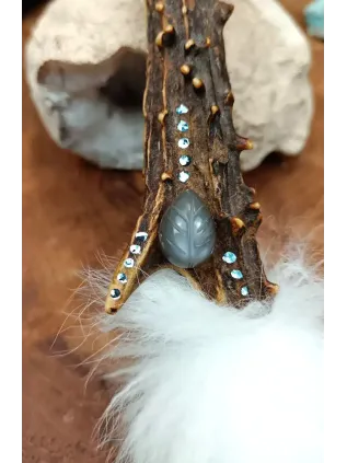 Éventail Fumigation Chamanique Ombre Lunaire - Pierre de Lune