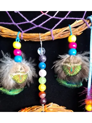 Attrape-Rêves Chamanique 7 Chakras Rainbow Aurora - Labradorite