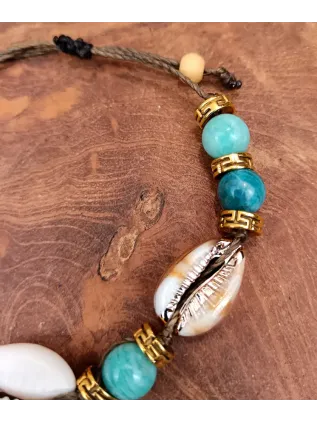 copy of Bracelet ethnique homme macramé avec pierre de soleil et cornaline