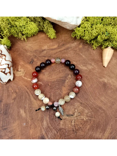 Bracelet  élastique femme en pierres fines avec plumes