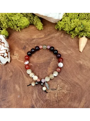 Bracelet  élastique femme en pierres fines avec plumes