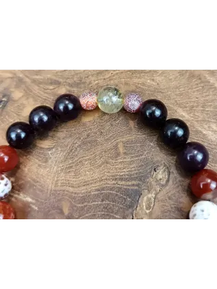 Bracelet  élastique femme en pierres fines avec plumes
