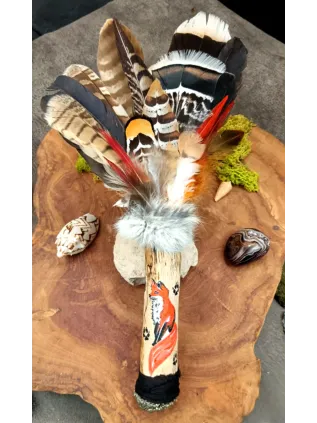 Schamanischer Räucherfächer Fuchs Totem & Pyrit