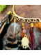 Bijou d'Oreille Earcuff Chamanique "Murmure de Feu" - Pierre de Soleil & Plumes Sacrées