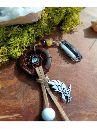 Bijou de Cheveux Chamanique "Foudre Céleste" – Totem Aigle & Cristal de Roche - Fait Main