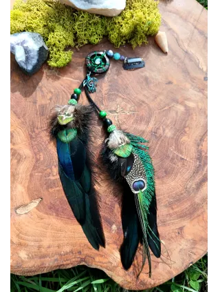 Bijou de Cheveux Chamanique "Nacre Sauvage" – Totem Tortue en Abalone & Labradorite