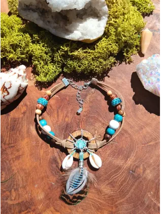 Bracelet de Cheville Attrape-Rêves Chamanique "Terre de Nacre" – Labradorite Blanche & Argent 925
