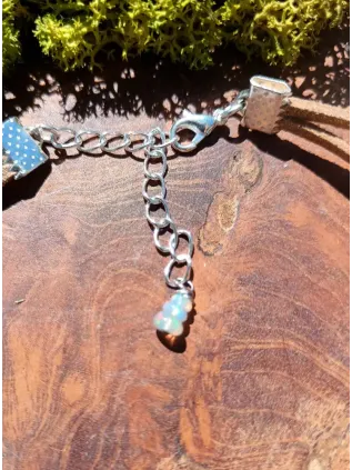 Bracelet de Cheville Attrape-Rêves Chamanique "Terre de Nacre" – Labradorite Blanche & Argent 925