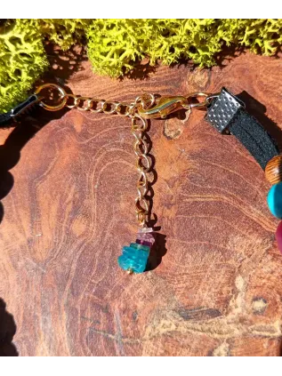 Bracelet de Cheville Attrape-Rêves Chamanique "Le Lagon des Tropiques" – Apatite & Tourmaline Rose