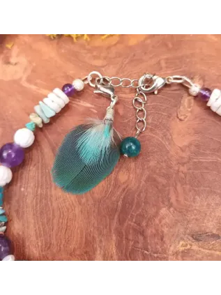 Bracelet de cheville artisanal lotus labradorite | Le Lotus des Lagons