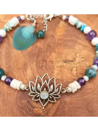 Bracelet de cheville artisanal lotus labradorite | Les Plumes d'Amazone