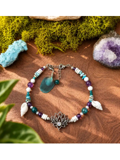 Bracelet de cheville artisanal lotus labradorite | Le Lotus des Lagons