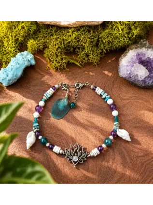 Bracelet de cheville artisanal lotus labradorite | Le Lotus des Lagons