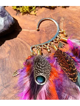 Sunset Lover - Earcuff chamanique en pierres et plumes