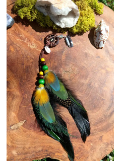 Soleil émeraude – Bijoux de cheveux attrape-rêves chamanique