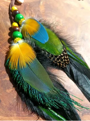 Soleil émeraude – Bijoux de cheveux attrape-rêves chamanique