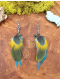 Caribbean Feathers – Shamanic Apatite & Parrot Feather Earrings | Mindful Expression Jewelry