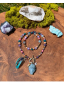 Le renard des aurores - Collier chamanique en labradorite et plumes naturelles