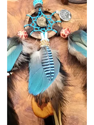 The Golden Spiral – Shamanic Dreamcatcher Necklace with Bear Paw and Pyrite Ammonite