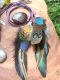 Rainbow Aurora - Collier chamanique en labradorite et plumes naturelles de paon