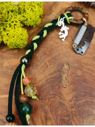 Les lianes Mystiques - Bijou de cheveux chamanique en quartz rutile et plumes de paon