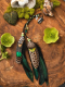 Les lianes Mystiques - Bijou de cheveux chamanique en quartz rutile et plumes de paon