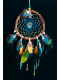 Lagon enchanté - Attrape-rêves chamanique en abalone, lapis-lazuli et plumes de perroquet