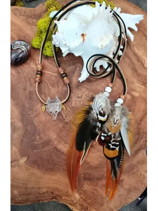 Collier renard cristal de roche Entre givre et flamme