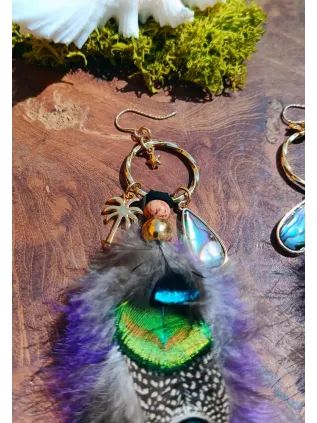 Boucles d'oreilles abalone Eden tropical | Plumes