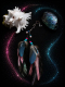 The Pink Lagoon – Handcrafted Hair Jewel with Lapis Lazuli, Rose Quartz & Ethical Feathers