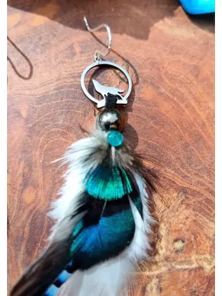 Boucles d'Oreilles Chamaniques Le Loup du Crépuscule – Apatite & Plumes