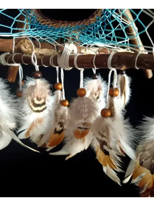 Attrape-Rêve 3D Tipi Entre Deux Mondes – Ours en Œil de Tigre & Plumes